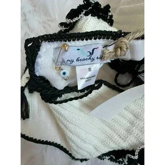 My Beachy Side Rio One Piece Swimsuit White and Black Crochet NEW, NWT! - Picture 5 of 5
